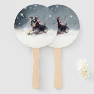 Zwergschnauzer Weihnachten Schnee Winter Fächer