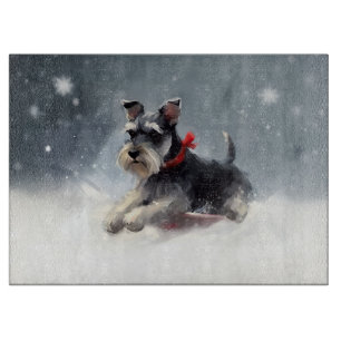 Zwergschnauzer Weihnachten Schnee Winter Schneidebrett