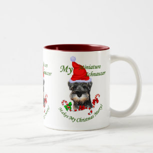 Zwergschnauzer-Weihnachtsgeschenke Zweifarbige Tasse