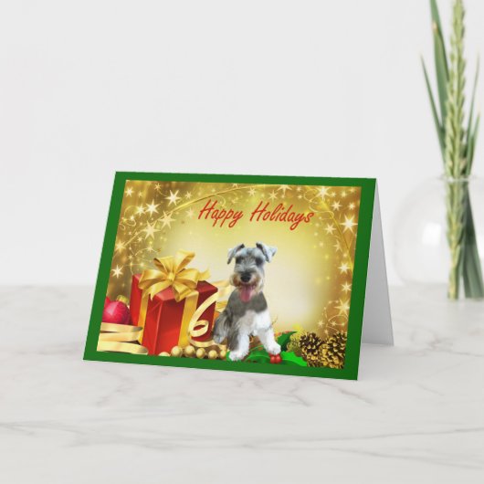 Zwergschnauzer-Weihnachtskarten-Geschenke Feiertagskarte (Vorderseite)