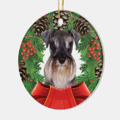Zwergschnauzer-Weihnachtsverzierung Keramik Ornament (Links)