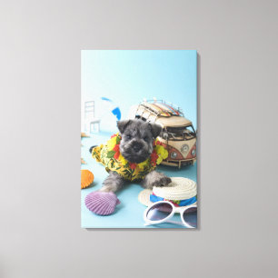 Zwergschnauzer-Welpe und Sommer-Ferien Leinwanddruck