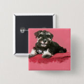 Zwergschnauzer-Welpen-Aquarell-Digital-Kunst Button (Vorne & Hinten)