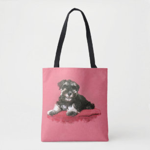 Zwergschnauzer-Welpen-Aquarell-Digital-Kunst Tasche