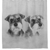 Zwergschnauzergrayscale-Digital-Kunst Duschvorhang (Vorderseite)