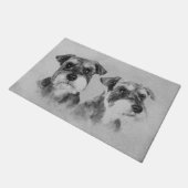 Zwergschnauzergrayscale-Digital-Kunst Fußmatte (Schrägansicht)