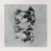 Zwergschnauzergrayscale-Digital-Kunst Puzzle (Horizontal)