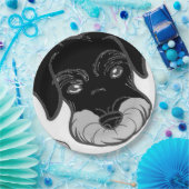 Zwergschnauzerschwarzes und silbernes Spähen Pappteller (Party)