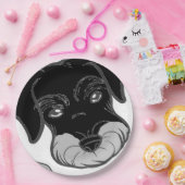 Zwergschnauzerschwarzes und silbernes Spähen Pappteller (Party)