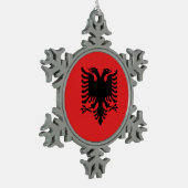Zwergschneeflocken mit Albanienflagge Schneeflocken Zinn-Ornament (Links)