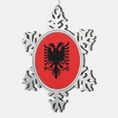 Zwergschneeflocken mit Albanienflagge Schneeflocken Zinn-Ornament (Rechts)