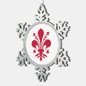 Zwergschneeflocken mit florentinischer Flagge Schneeflocken Zinn-Ornament (Rechts)