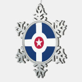 Zwergschneeflocken mit Indianapolis-Flagge Schneeflocken Zinn-Ornament (Rechts)
