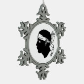 Zwergschneeflocken mit Korsika-Flagge Schneeflocken Zinn-Ornament (Links)