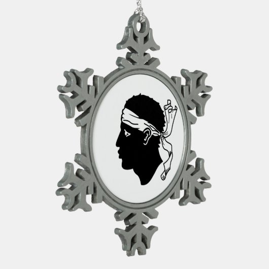 Zwergschneeflocken mit Korsika-Flagge Schneeflocken Zinn-Ornament (Links)