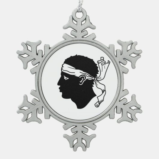 Zwergschneeflocken mit Korsika-Flagge Schneeflocken Zinn-Ornament (Vorderseite)