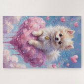 Zwergspitz auf einer Wolke Herz Valentinstag Puzzle (Horizontal)