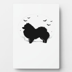 Zwergspitz � Halloween Mond Silhouette Klassiker Fotoplatte