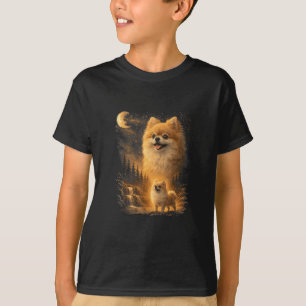 Zwergspitz heult den Mond an – Vintage lustiger Hu T-Shirt