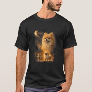 Zwergspitz heult den Mond an – Vintage lustiger Hu T-Shirt