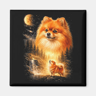Zwergspitz heult zum Mond vintage mystisch do Magnet