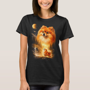 Zwergspitz Heult Zum Mond Vintage Mystisch Do T-Shirt
