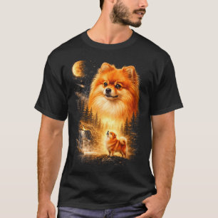 Zwergspitz heult zum Mond vintage mystisch do T-Shirt