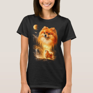 Zwergspitz heult zum Mond vintage mystische Darste T-Shirt
