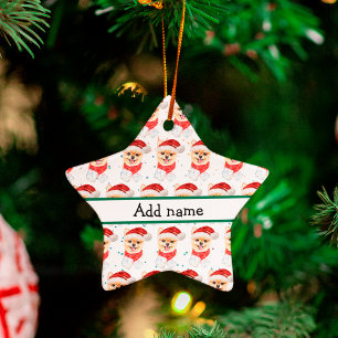 Zwergspitz-Hunderasse Weihnachtssterne Keramik Ornament