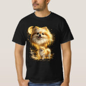 Zwergspitz lächelt zum Mond T-Shirt (Vorderseite)