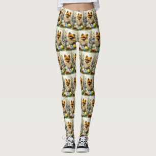 Zwergspitz mit Ostereiern Feiertag  Leggings