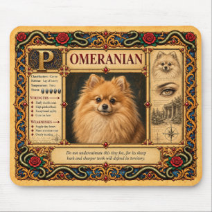 Zwergspitz, mittelalterliche Bestiarien-Kunst Mousepad