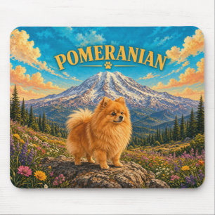 Zwergspitz, Mount Rainier Vintage-Wasserfarbe Mousepad