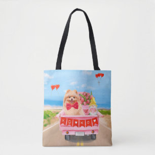 Zwergspitz Valentinstag LKW Herzen Tasche