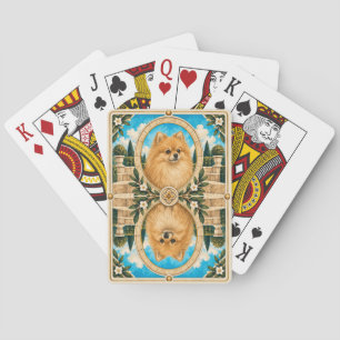 Zwergspitz, Vintage Wasserfarben-Hundekunst Spielkarten
