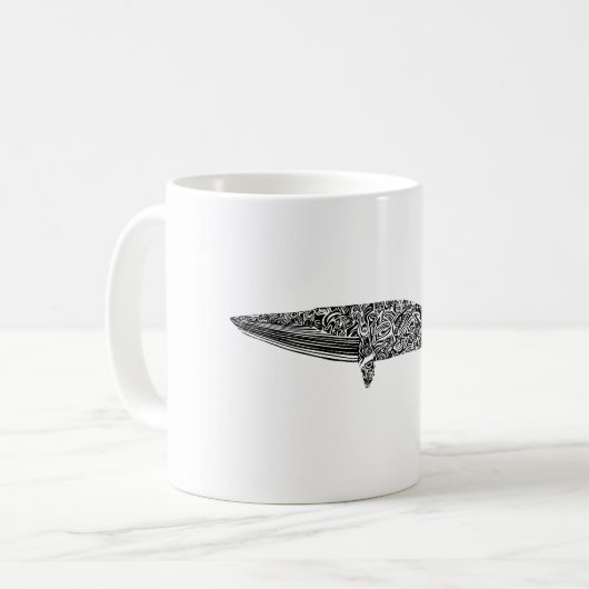 Zwergwal-Stammes- grafische Illustration Kaffeetasse (Vorderseite Links)