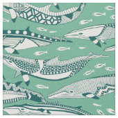 Zwergwale dunkles Teal-Peppermint Stoff (Nahaufnahme)