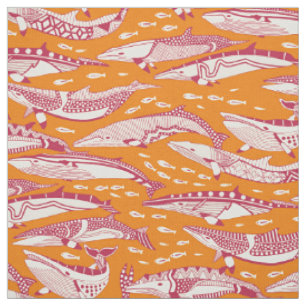 Zwergwale viva magenta satsuma orange stoff