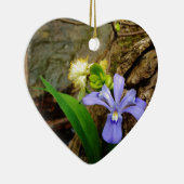 Zwergzwerg Iris lila weiße Blume Keramik Ornament (Rechts)