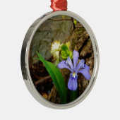 Zwergzwerg Iris lila weiße Blume Ornament Aus Metall (Rechts)