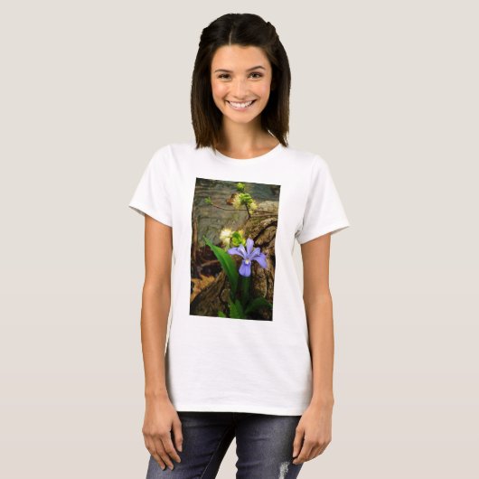 Zwergzwerg Iris lila weiße Blume T-Shirt (Vorne ganz)