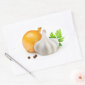 Zwiebel und Knoblauch Ovaler Aufkleber (Umschlag)