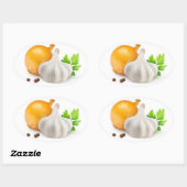 Zwiebel und Knoblauch Ovaler Aufkleber (Blatt)