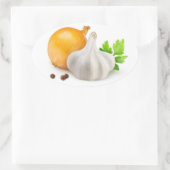 Zwiebel und Knoblauch Ovaler Aufkleber (Tasche)