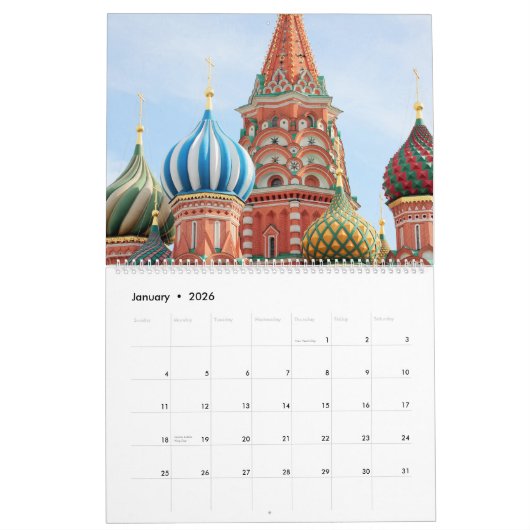 Zwiebeldomen des russischen Kalenders Kalender (Jan 2026)