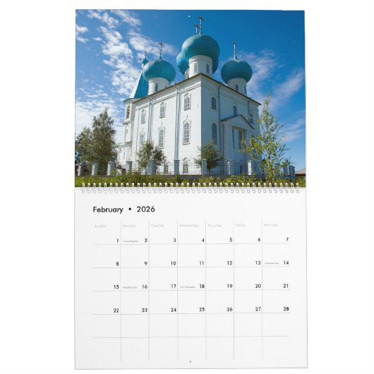 Zwiebeldomen des russischen Kalenders Kalender (Feb 2026)