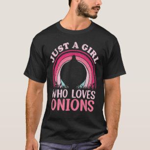 Zwiebeln Gemüse Vintag nur ein Mädchen, das auf T-Shirt