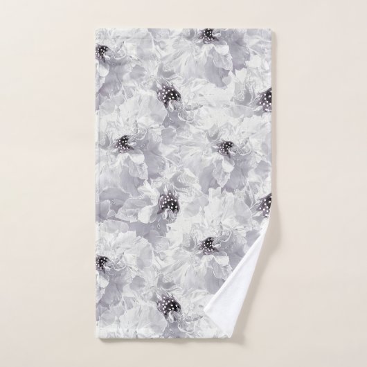Zwiebeln, grau-weiß, blumengeschmückte, weiße Blum Badhandtuch Set (Handtuch)