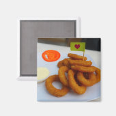 Zwiebeln mit Mayonnaise und Tomato Magnet (Vorderseite/Rückseite)