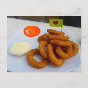 Zwiebeln mit Mayonnaise und Tomato Postkarte